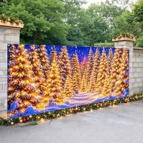 7x16FT Merry Chrismas Garage Door Banner Gingerbread Deer Snowman Santa Claus Winter Garage Door Cover Decoration for Chrismas Outdoor Decoration - Image 5
