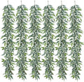 6pcs Green Leaf Garland Italian Ruscus Vines Silk Greenery Garland 6FT by Unknown