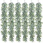 6pcs Green Leaf Garland Italian Ruscus Vines Silk Greenery Garland 6FT by Unknown