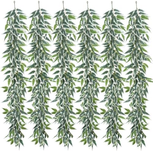 6pcs Green Leaf Garland Italian Ruscus Vines Silk Greenery Garland 6FT by Unknown