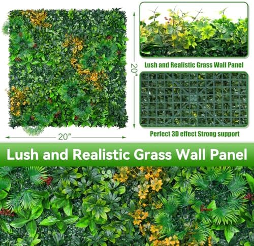 Artificial Grass Wall Panels, 20"x20" 12pcs Greenery Backdrop - Image 2