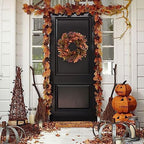 TEMPUS 20 inch Thanksgiving Wreath Magnolia Leaves with Pine Needle Yellow Berry Wreath for Front Door Harvest Festival Decor Window Wedding Autumn Outdoor Indoor Décor - Image 6