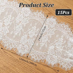 15 Pcs White Lace Table Runners, 14 x 120 Inch Vintage Embroidered Boho Tablecloth, Lace Table Runners for Wedding Bulk, Rustic Decor for Bridal Shower Party - Image 2