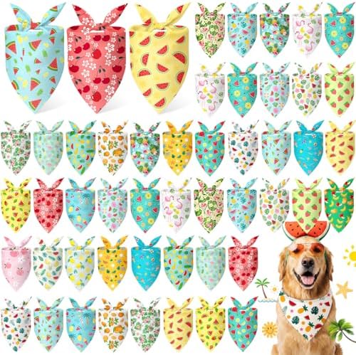 Abbylike 50 Pcs Summer Hawaiian Dog Bandanas Bulk, Tropical Fruits by Abbylike