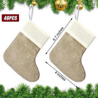 Zhanmai 48 Pcs Christmas Burlap Stocking Sublimation Natural Jute Christmas Stockings for Xmas Fireplace Hanging Farmhouse Decor Tree Ornaments Holiday DIY Craft Decoration, 4'' x 6.7'' (Simple Color) - Image 6