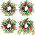 4 Pcs Christmas Wreath 10 Inch Green Artificial Wreaths Red Berry Pinecones Wreaths for Front Door Cabinets Wreath Indoor Outdoor Wall Decor Christmas Wall Home Decoration by Gosodeny