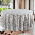 Ridhi Hand Block Print Round Tablecloth Taupe 132 Inch 100% Cotton by Ridhi