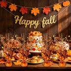 FUBININA 6 Pack Fall Table Centerpiece Autumn Party Decoration Metallic Gleam Foil Spray Star Centerpiece Glitter Decor for Thanksgiving Harvest Seasonal Event Halloween Holiday,Orange - Image 2
