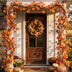 Bucherry 17 Pcs Fall Maple Leaves Garland 9.8ft Autumn Porch Door Ceiling - Image 2