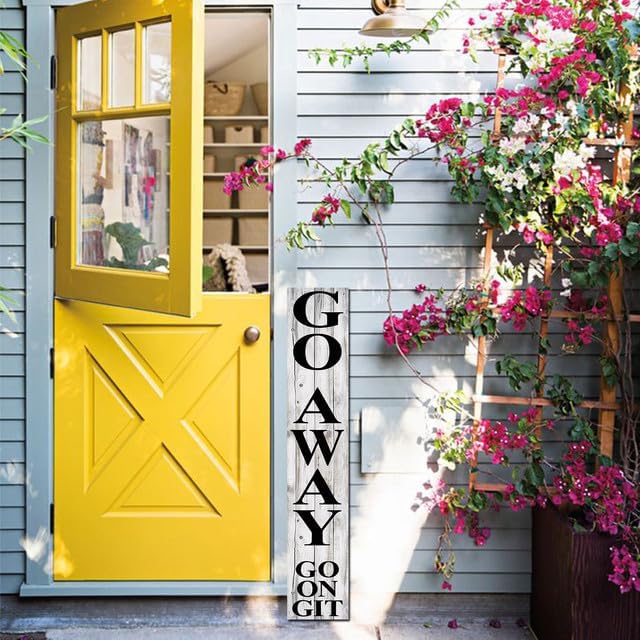 SRongmao Unwelcome Porch Sign Go Away Porch Sign for Front Door, Porch, Yard, Deck, Patio, or Wall - Indoor Outdoor Decorative Farmhouse Rustic Vertical Home Decor 8x63inch - Image 2