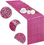 Hot Pink Sequin Table Runner 12 Pack, 12''x72 Glitter Table Runner - Image 3