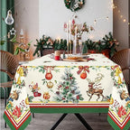Yighty Rectangle Christmas Tablecloth 60 x 102in,Christmas Tree Elk Holiday Decoration Table Cloth,Polyester Waterproof and Wrinkle-Resistant Durable Xmas Tablecloth for Kitchen,Winter and Home Decor - Image 3