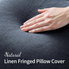 MIULEE Linen Fringe Decorative Euro Throw Pillow Covers Indigo Blue 22x22 - Image 2