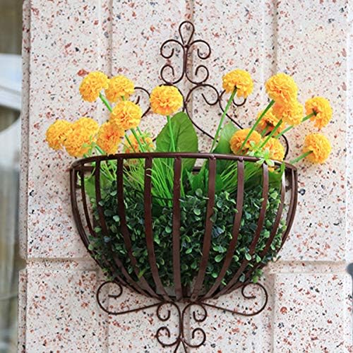 YARNOW Wall Mounted Planter Basket European Style Iron Flowerpot Rack Semicircular Plant Pot Holder for Balcony Garden Porch Windowsill Decoration 20.9X13.8X6.3 Inches - Image 2
