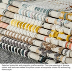 AmHoo Set of 2 Chenille Striped Textured Boho Throw Pillow Covers Aesthetic with Tassels Woven Decorative Pillow Case for Couch Bed Sofa Bedroom Modern Funky 18 x 18-Inch White - Image 6