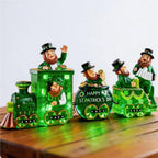 YIYA 3 Pcs Ireland St Patricks Day Decorations Train Figurine with Lighted Leprechaun Irish Resin Tabletop Centerpiece Decor for Home Tiered Tray Decor by Unknown