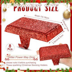 Huwena 8 Pack Christmas Glitter Stocking Holders Metal Weighted Red - Image 2