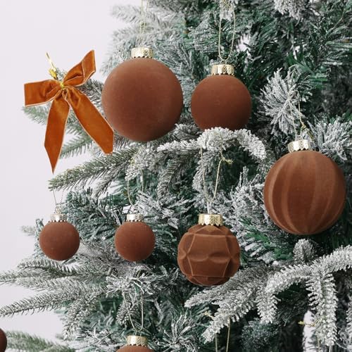 Velvet Christmas Ornaments Set 38Pcs Flocked Shatterproof Christmas Ornaments for Christmas Tree Decorations Xmas Decorative Hanging Christmas Ball Ornaments for Holiday Home Decor - Image 4
