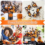 Halloween Table Deocr with 5 Pcs Artificial Pumpkin Eyeballs Eucalyptus Stems Black Iron Vase String Light and Wood Sign Halloween Centerpieces for Indoor Home Party Vase Arrangement Decorations - Image 7