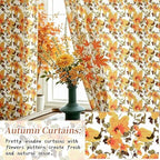 youleyar Fall Curtains for Living Room, 84 Inch Length Rod Pocket Printed Pattern Fall Curtian Panels, Autumn Orange Floral Window Drapes for Bedroom Dining Room Drapes, 52" W x 84" L - Image 4
