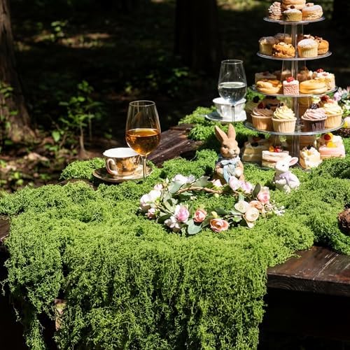 2 Pcs Fake Moss Table Runner Halloween Enchanted Forest Decor - Image 7
