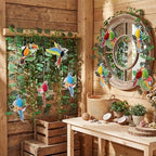 18 Pcs Jungle Party Decorations Back to School Classroom Rainforest Safari Tropical Hanging Birds Parrot Honeycomb Paper Cutouts Jungle Artificial Ivy Vines Garland for Hawaiian Luau Safari Decor - Image 3
