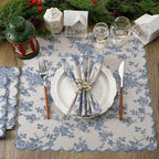 Christmas Cloth Napkins, 12 Pcs, Blue Floral with Light Blue - Image 5