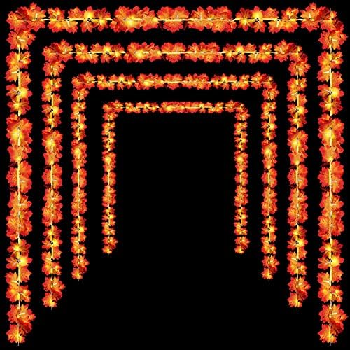 Tuanse 12 Pack Fall Decoration for Home Halloween Garland with Lights Maple by Tuanse