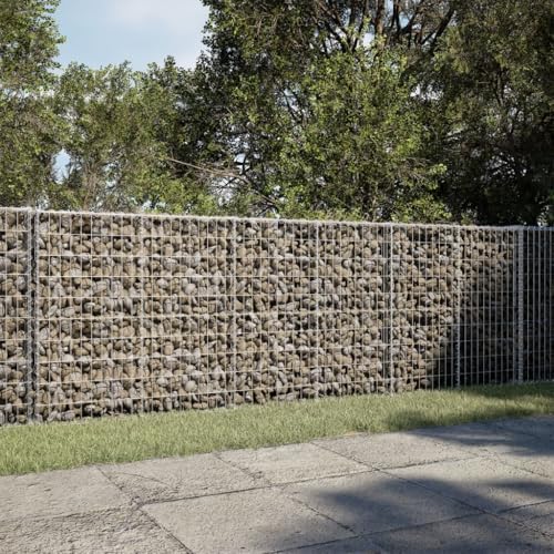 vidaXL Gabion Basket with Cover 118.1"x39.4"x39.4" Galvanized Iron - Image 2