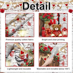 Mocsicka Rustic Wood Door Red Roses Backdrop Love Hearts Brick Wall Background Romantic Valentine's Day Party Decoration Supplies Photo Booth Props (10x7ft) - Image 3