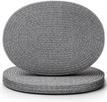 Oval Woven Placemats Set of 6, Cotton Rope 16x12 Inch, Grey by Gandeer