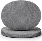 Oval Woven Placemats Set of 6, Cotton Rope 16x12 Inch, Grey by Gandeer