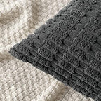 MIULEE Pack of 2 Corduroy Decorative Throw Pillow Covers 24x24 Inch Soft Boho Striped Pillow Covers Modern Farmhouse Home Decor for Sofa Living Room Couch Bed Dark Grey - Image 5