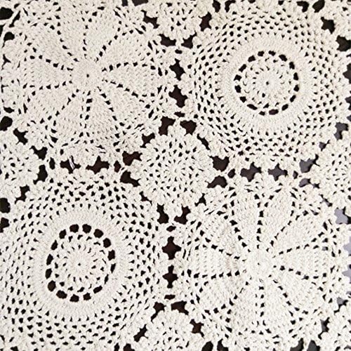 USTIDE 2pc Rustic Floral Table Runner Hand Crochet Table Placemats Beige Cotton Table Doilies Runners,15 Inches x31 Inches - Image 3