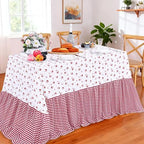 Red Ruffle Tablecloth Plaid Table Cloth - 80 x 120 Inch Waterproof Tablecloths Rectangle Washable Polyester Red bow Table Cover for Birthday Wedding Dinner Picnic Mother's Day Party Decoration - Image 3
