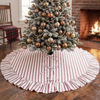 JOVIPOP Christmas Tree Skirt, 48 Inch Red and White Striped Ruffle by Unknown