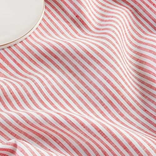 Solino Home 100% Pure Linen Table Runner, 14 x 60 in, Red and White Striped - Image 2