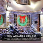 Best Choice Products 48in Pre-Lit Outdoor Christmas Wreath Decoration, LED Metal Holiday Decor for Home w/ 140 Lights, Bow - Green/Red - Image 2