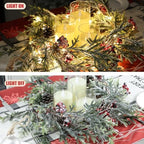 OZFHUA 6 FT Christmas Garland with Lights - Pre-Lit Artificial Christmas Garland, Flocked Garland with Red Berries Pine Cones for Decoration, Mantle Stairs Railing Home Xmas Decoration Indoor - Image 4