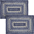 VHC Brands Farmhouse Great Falls Blue Table Placemat Blue White Jute Blend Rectangle Set of 2 12x18 Inches by VHCBrands