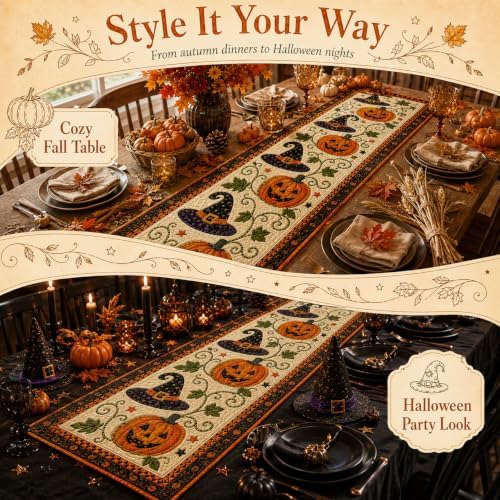 Autumn Quilted Table Runner - Fall & Halloween Seasonal Table Decor，Autumn：M(14×72'') - Image 3