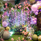 Duraaamo 35 Pcs Fairy Party Garland Decoration LED Artificial Wisteria Hanging Flowers Garland 3D Butterfly Hanging Decor Vine Rattan Ivy Greenery for Spring Home Wedding Fairy First Birthday Party - Image 5