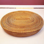 i- lan 2Pack Extra Large Oval Rattan Serving Trays with Handles-17 Inch Natural Brown Wicker Oval Serving Baskets Food Storage Platters Decorative Display Tray Set for Ottoman,Coffee Table,40cm+43cm - Image 6