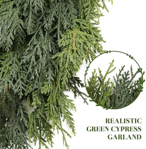 SHareconn 5.9FT Artificial Christmas Cedar Garland Decoration, Realistic Faux Cypress Greenery Garland for Winter Mantle Table Stairs Railing Fireplace Holiday Indoor Outdoor Decor, 5.9 FT - Image 3