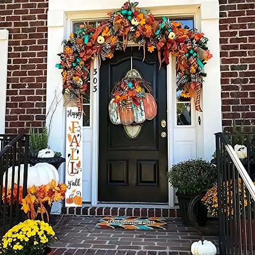 Happy Fall Y'all Wooden Porch Sign 47" Thanksgiving Large Welcome Porch Sign for Pumpkin Sign Autumn Home Front Door Yard Party Decor - Image 5