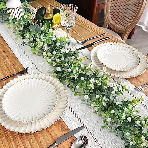Fake Vines Eucalyptus Babys Breath Greenery Garland, 2PCS - Image 3