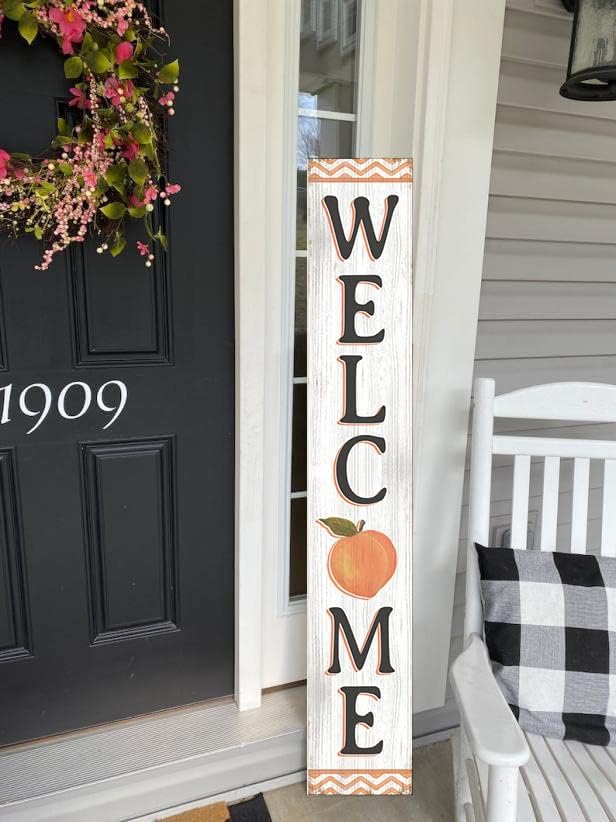 Welcome With Peach Sign for Front Door, 4ft Tall Front Porch Decor, Vertical Wooden Signs for Front Porch, Rustic Farmhouse Wood Porch Decorations Outdoor - Image 6