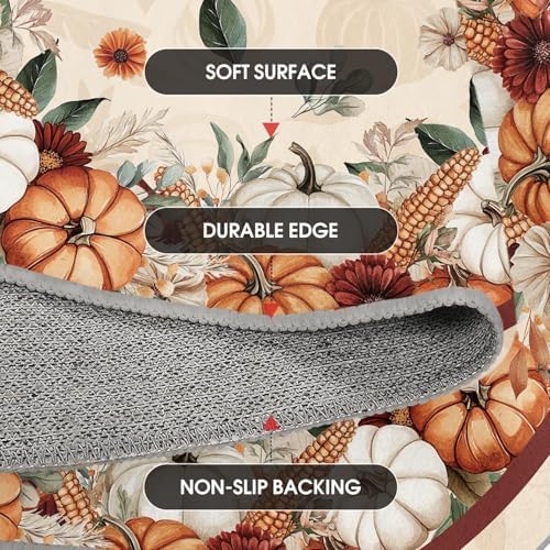Artoid Mode Pumpkins Floral Corns Fall Round Rug 4 Feet - Image 5