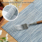Leetaltree Jacquard Blue Placemats Set of 12 - Heat Resistant Non-Slip Place mats for Dining Table, Washable Durable PVC Vinyl Woven Table Mats（Jacquard Blue, 12） - Image 3