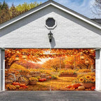 13X6Ft Fall Garage Door Banner Autumn Pumpkin Hanging Backdrop Hay Leaves Door Cover Fall Thanksgiving Wall Decorations Photo Background for Home Party Outdoor Yard Holiday - Image 2